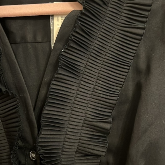 VTG Size   L Black Ruffle Whimsigoth Cottage Coquette Tie Waist Button Dress - Picture 5 of 11